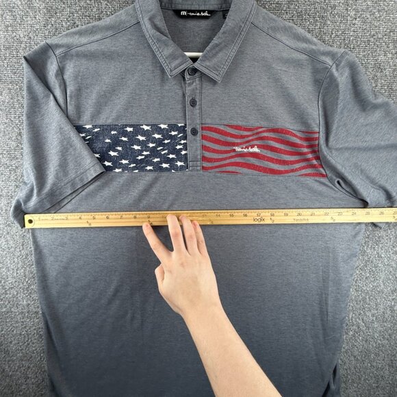 Travis Mathew USA Flag Polo Shirt Gray 2XL Peru Short Sleeve Collared Golf Men - Picture 6 of 14